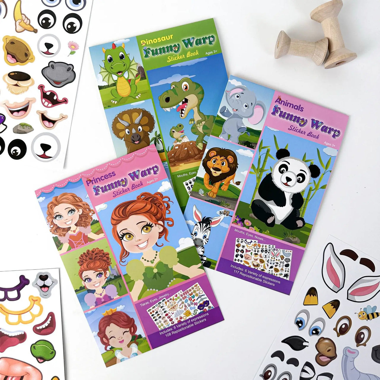 Funny Faces™ – Divertimento animale e divertimento appiccicoso – Libro di adesivi riutilizzabili