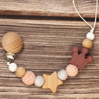 Thumbnail for Baby Pacifier Holder – Con nome – Perline personalizzate in legno e silicone