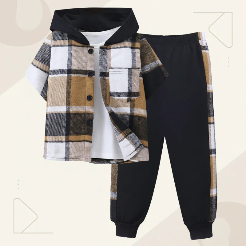 Boys Checkered Outfit – Alla moda e comodo – Set di abbigliamento a quadri per bambini