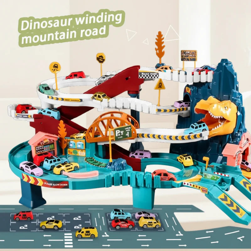 JurassicRun – Divertente e istruttivo – Pista da corsa con automobili a forma di dinosauro