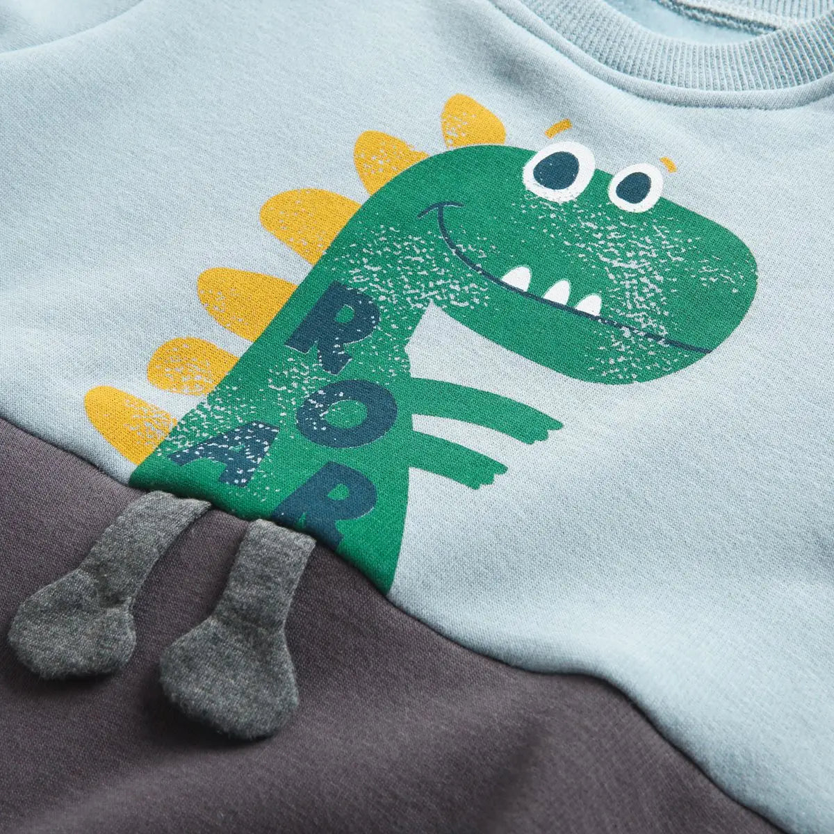 Mini Fashion – Tutina in morbido pile con stampa Dino
