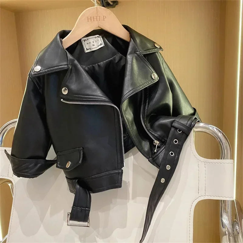 Girls Leather Jacket – Grintoso ed elegante – Giacca da bambino in pelle