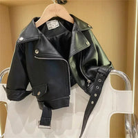 Thumbnail for Girls Leather Jacket – Grintoso ed elegante – Giacca da bambino in pelle