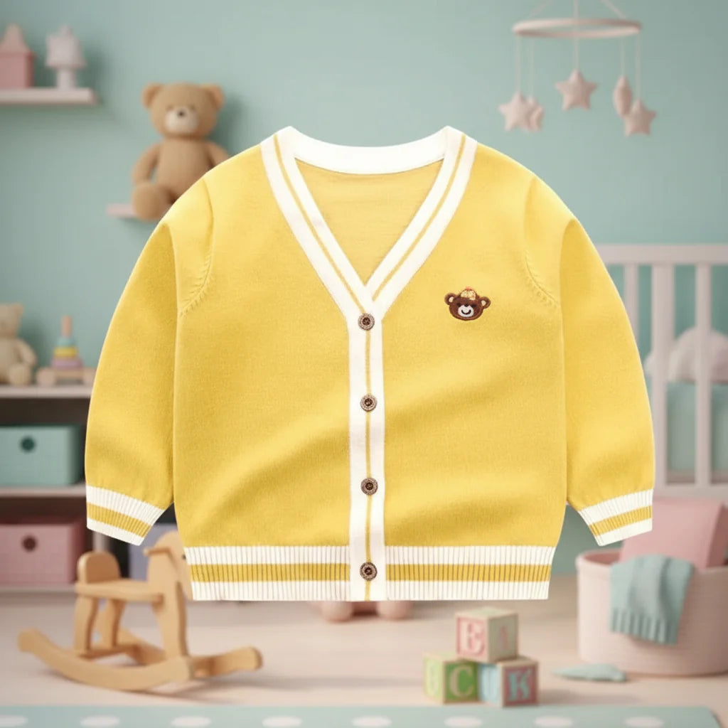 CozziWear – Caldo e alla moda – Cardigan lavorato a maglia con orsacchiotti