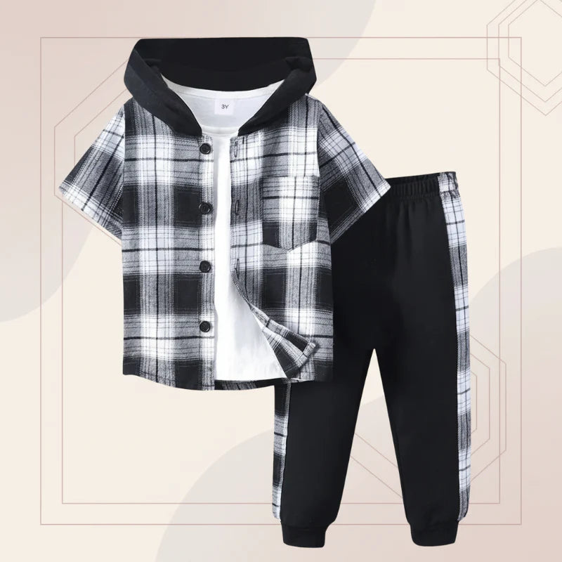 Boys Checkered Outfit – Alla moda e comodo – Set di abbigliamento a quadri per bambini