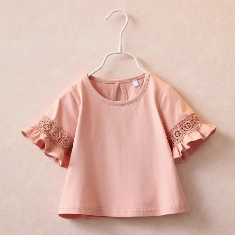Girls Trumpet Sleeve Top – Eleganza e comfort – Manica in pizzo