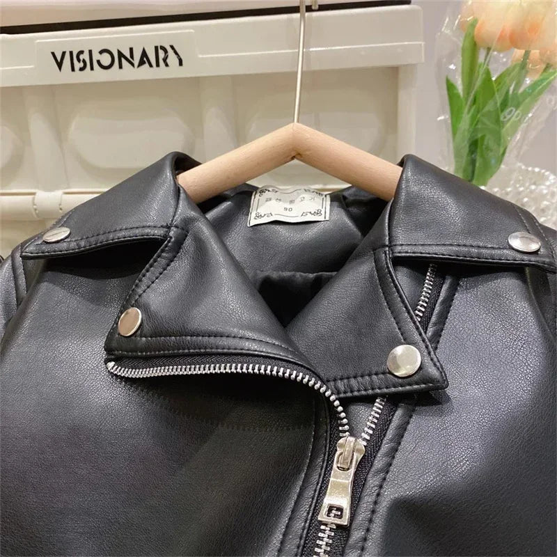 Girls Leather Jacket – Grintoso ed elegante – Giacca da bambino in pelle