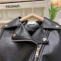 Thumbnail for Girls Leather Jacket – Grintoso ed elegante – Giacca da bambino in pelle