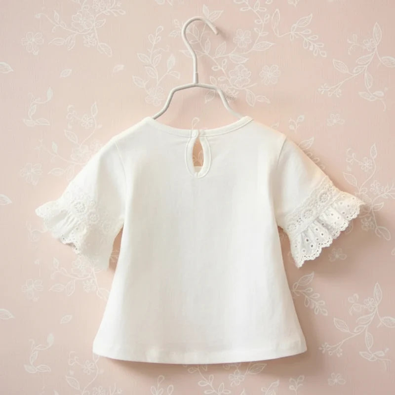 Girls Trumpet Sleeve Top – Eleganza e comfort – Manica in pizzo