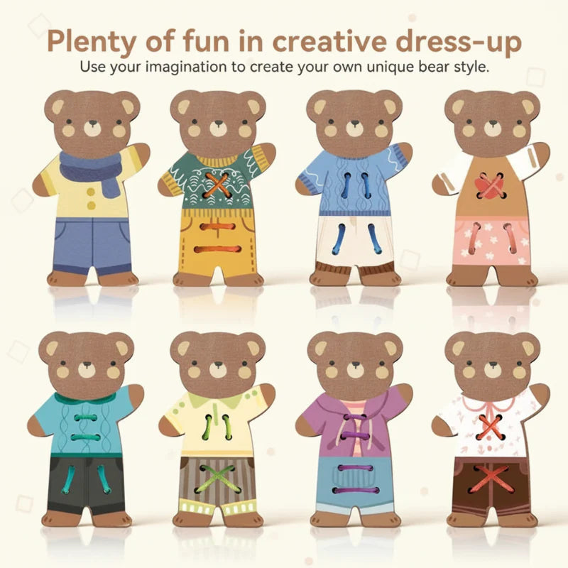 ThreadBear – Carino ed educativo – Giocattolo da infilare Montessori Orso