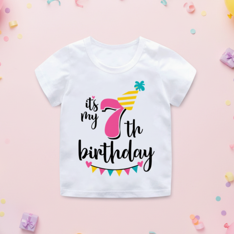 Birthday Graphic Tee – Carina e leggera – Maglietta per bambini per il compleanno