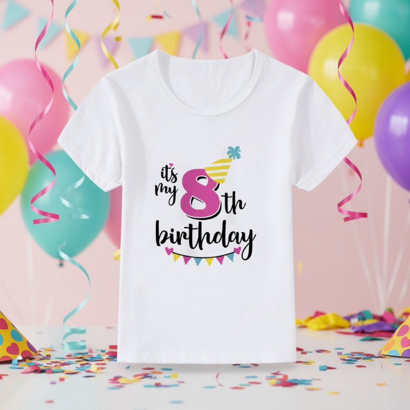Birthday Graphic Tee – Carina e leggera – Maglietta per bambini per il compleanno