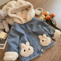Thumbnail for Girls Bunny Denim Coat – Caldo e confortevole – Giacca per bambini
