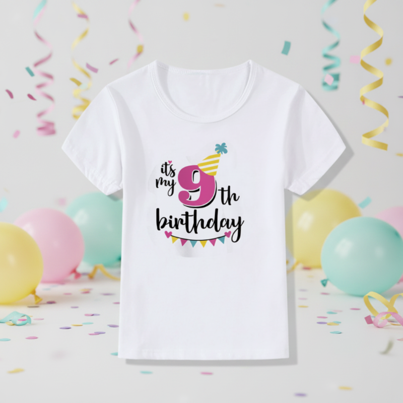 Birthday Graphic Tee – Carina e leggera – Maglietta per bambini per il compleanno