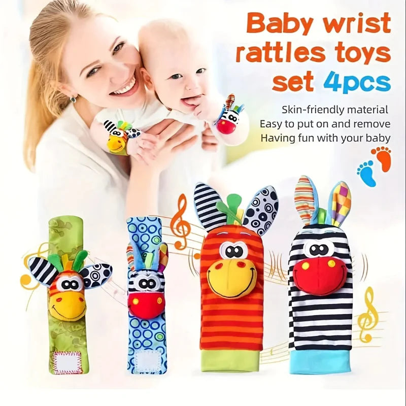 Wrist Rattle and Socks – Motricità e gioco – Sonagli per neonati (set da 4)