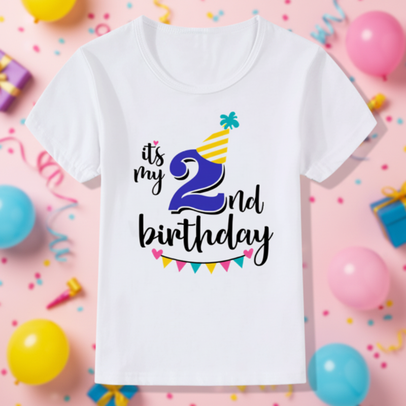 Birthday Graphic Tee – Carina e leggera – Maglietta per bambini per il compleanno