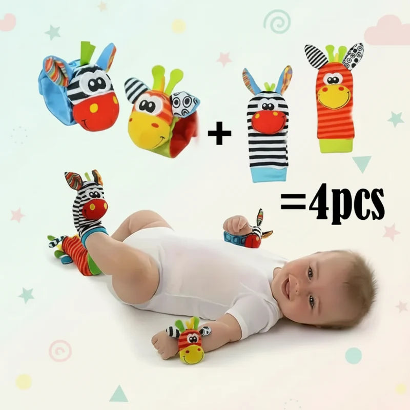 Wrist Rattle and Socks – Motricità e gioco – Sonagli per neonati (set da 4)