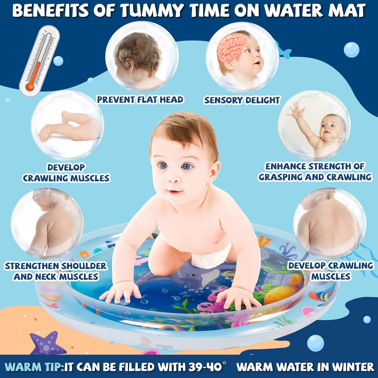 TinyWave – Allegro e stimolante – Tappetino sensoriale acquatico per neonati