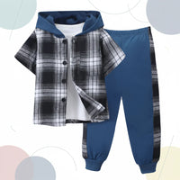 Thumbnail for Boys Checkered Outfit – Alla moda e comodo – Set di abbigliamento a quadri per bambini