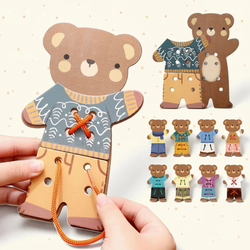 ThreadBear – Carino ed educativo – Giocattolo da infilare Montessori Orso