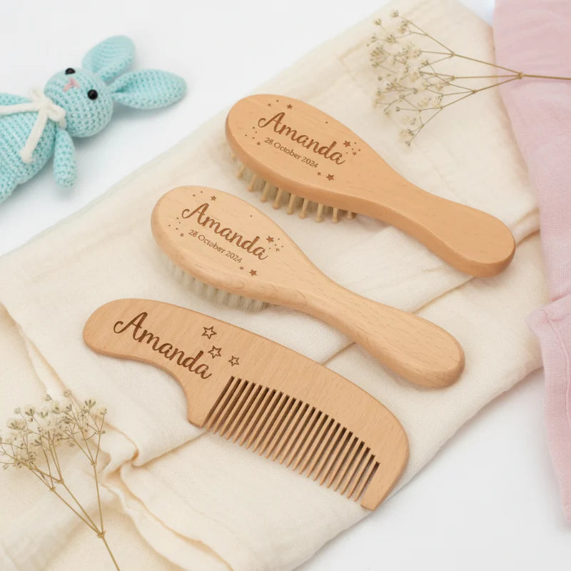 Personalized Hairbrush – Delicato e unico – Set personalizzato di spazzole per capelli per neonati