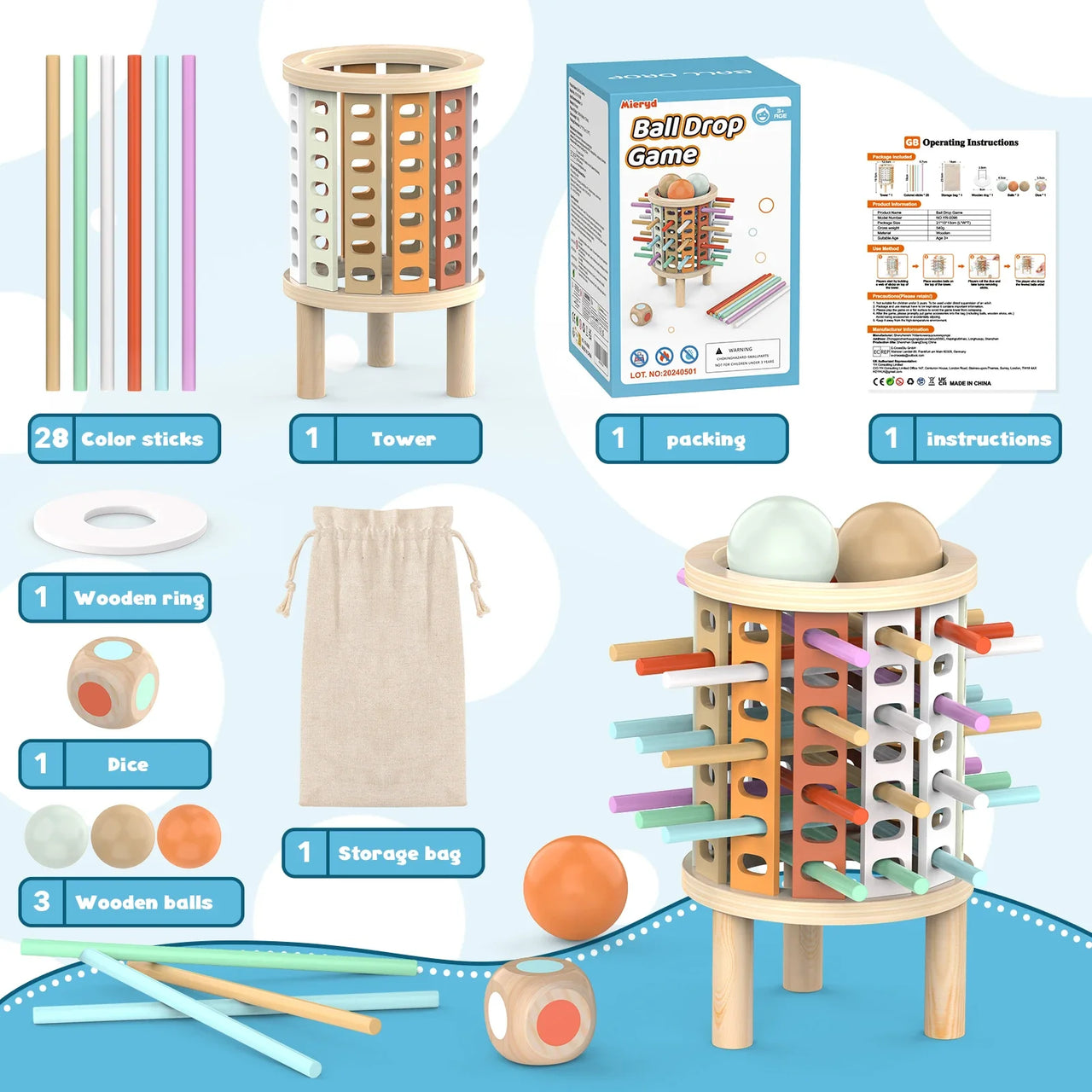 Balance Tower™ – Impilare e contare – Gioco di pensiero in legno
