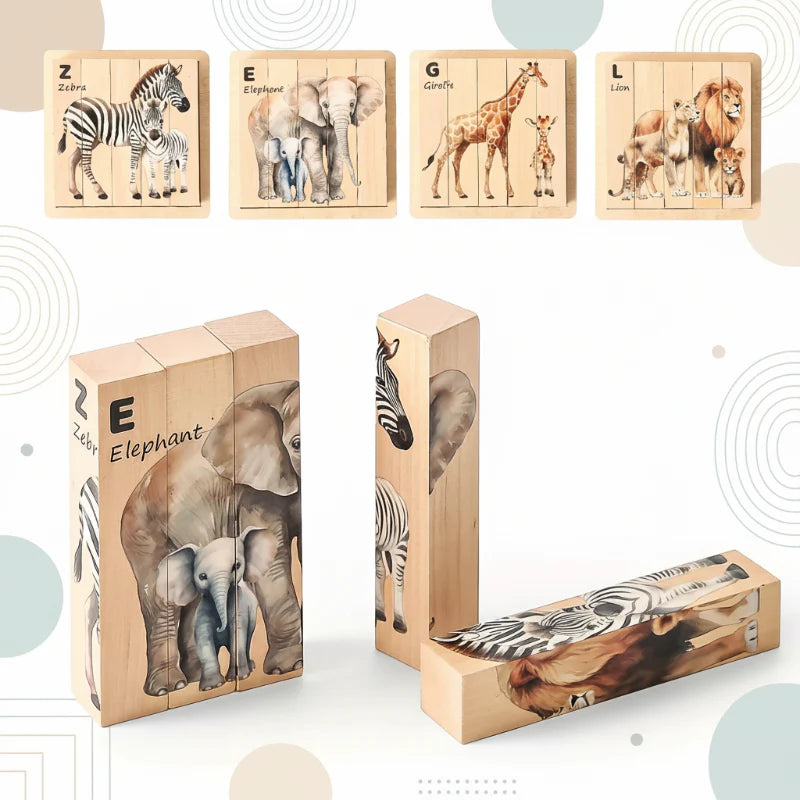 ZooStack – Legno e interattivo – Puzzle con blocchi di animali