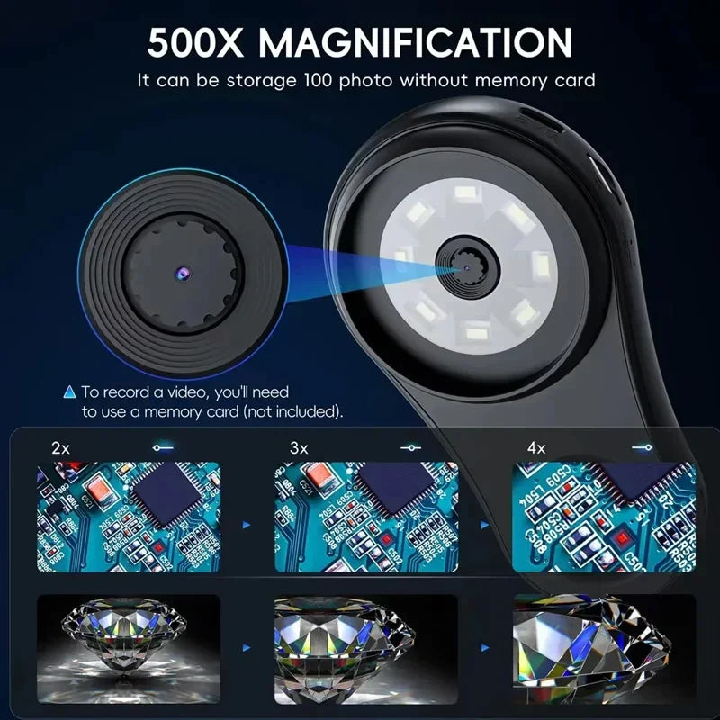 Pocket Microscope 500X - Piccola e potente - Lente di ingrandimento portatile