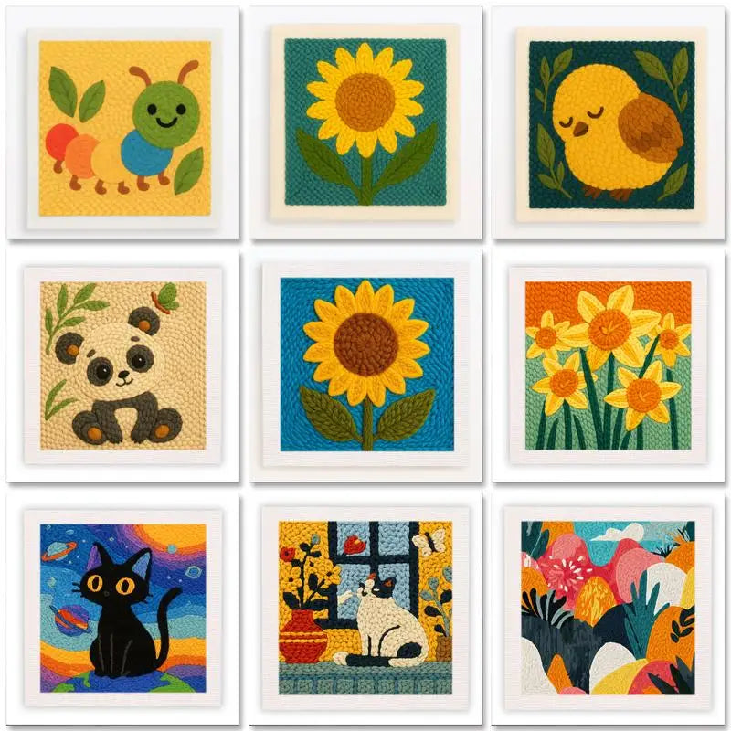 ThreadArt – Fatto a mano e colorato – Set da ricamo con animali