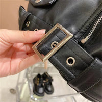 Thumbnail for Girls Leather Jacket – Grintoso ed elegante – Giacca da bambino in pelle