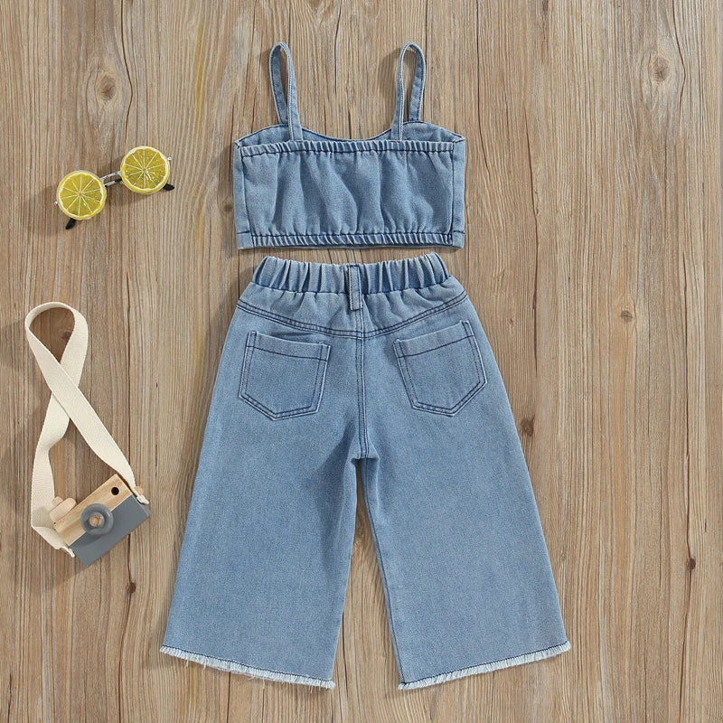 Mini Fashion™ - Bellissimi ricami - Set estivo in denim