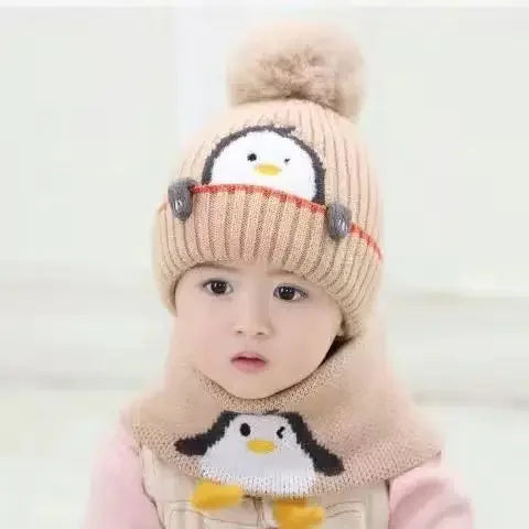 Mini Fashion™ - Design fantasia pinguino - Cuffia e sciarpa per bambini