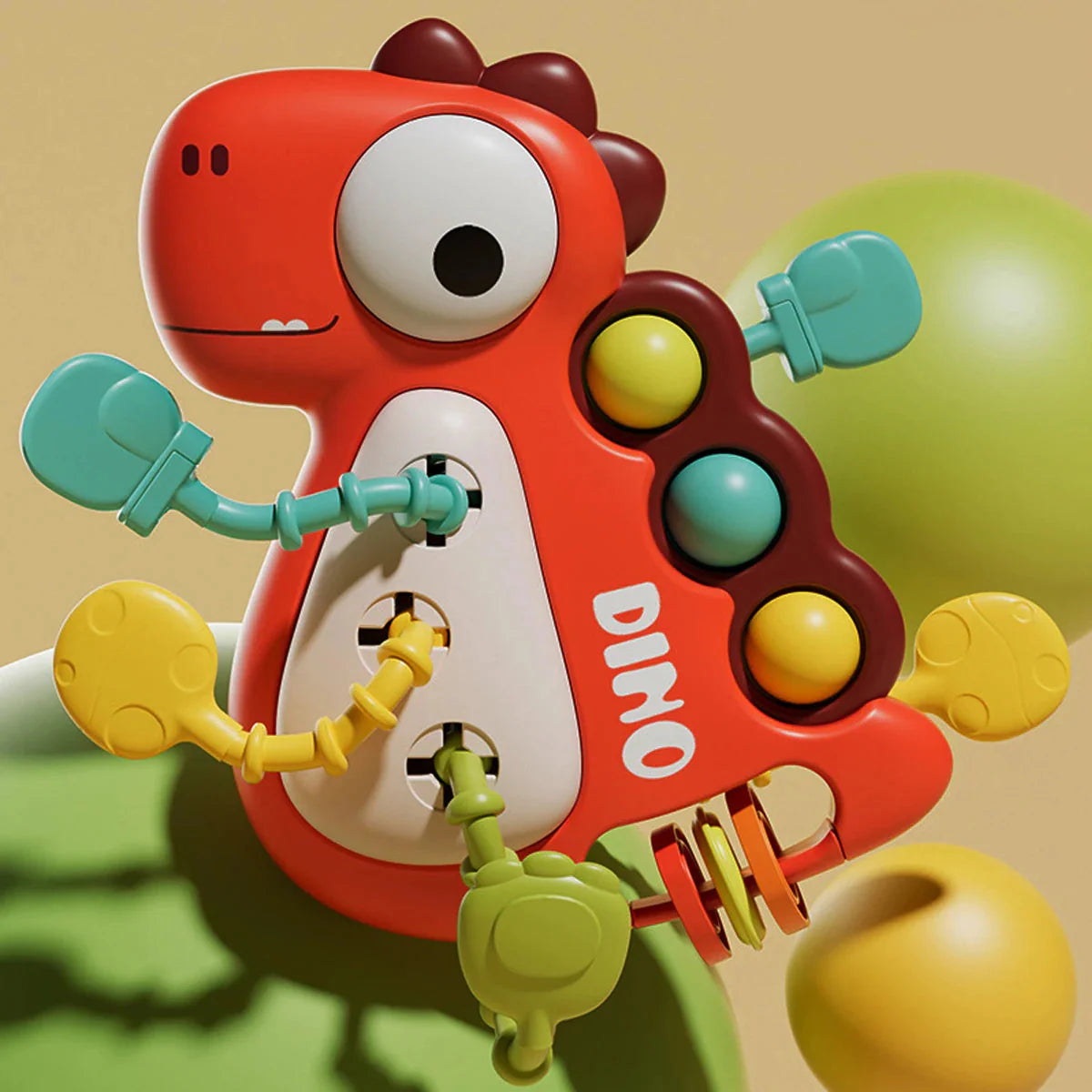 BabyDino – Giocoso e masticabile – Giocattolo sensoriale da tirare