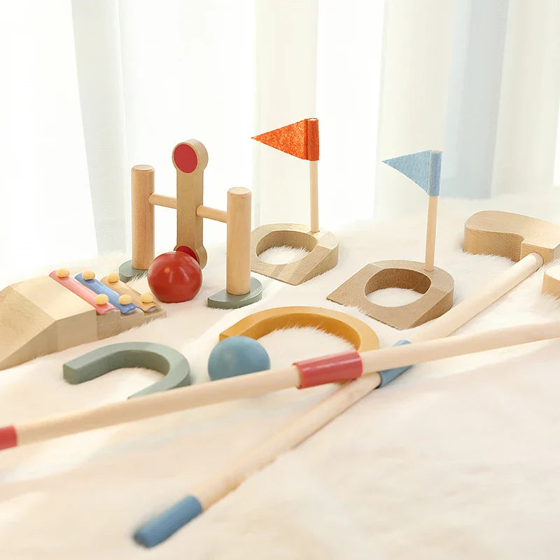 Mini Golfers – Inizio del divertimento all'aperto – Set di giocattoli da golf in legno