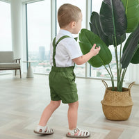 Thumbnail for LittleDandy – Classico ed elegante – Pantaloncini in cotone con bretelle, fiocco e camicia