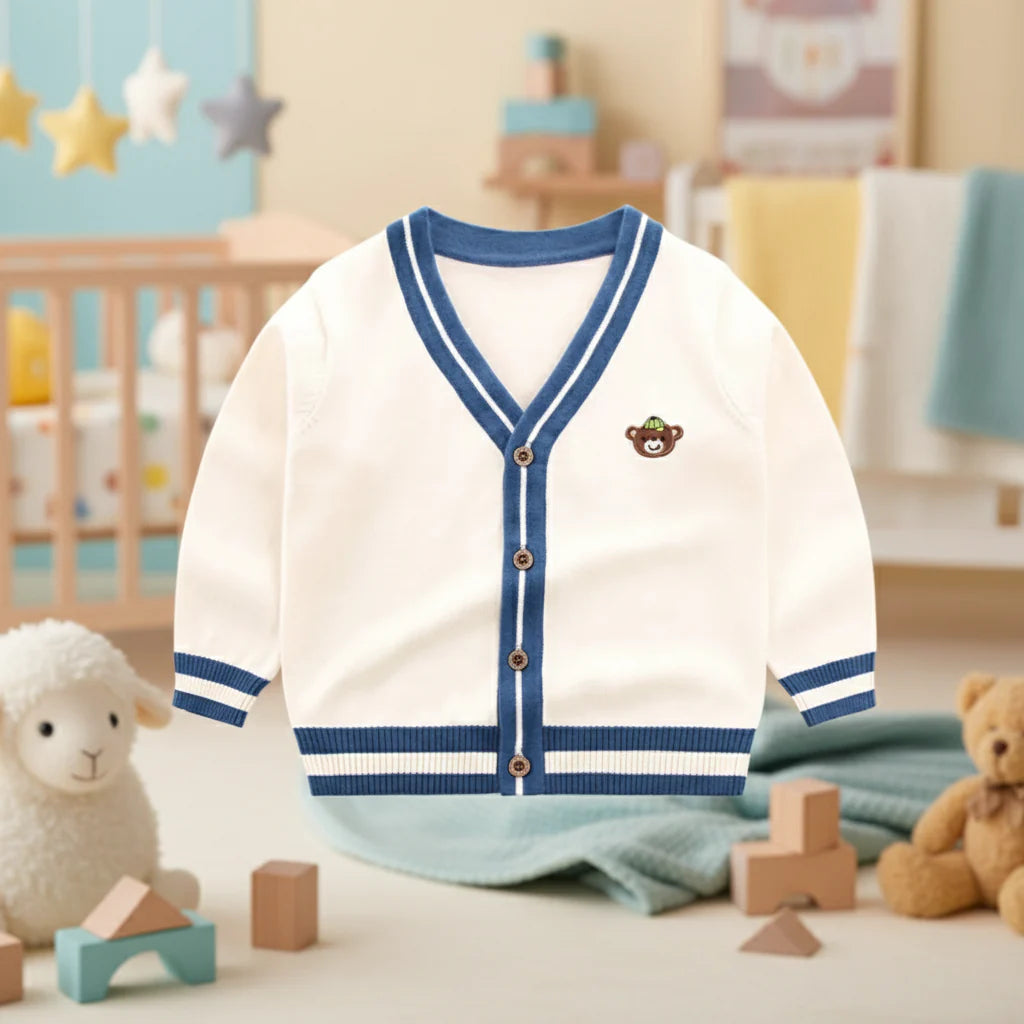 CozziWear – Caldo e alla moda – Cardigan lavorato a maglia con orsacchiotti