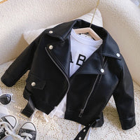 Thumbnail for Girls Leather Jacket – Grintoso ed elegante – Giacca da bambino in pelle