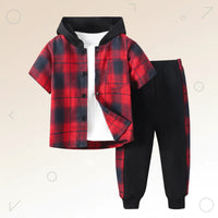 Thumbnail for Boys Checkered Outfit – Alla moda e comodo – Set di abbigliamento a quadri per bambini