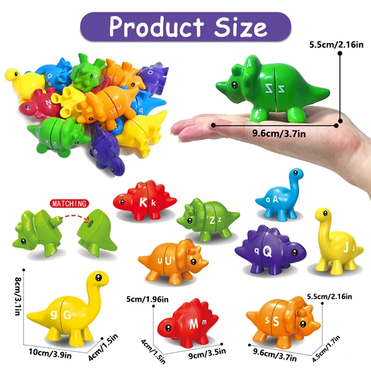 Matching Dino's – Divertente e istruttivo - Gioco dei numeri e dell'alfabeto di Dino