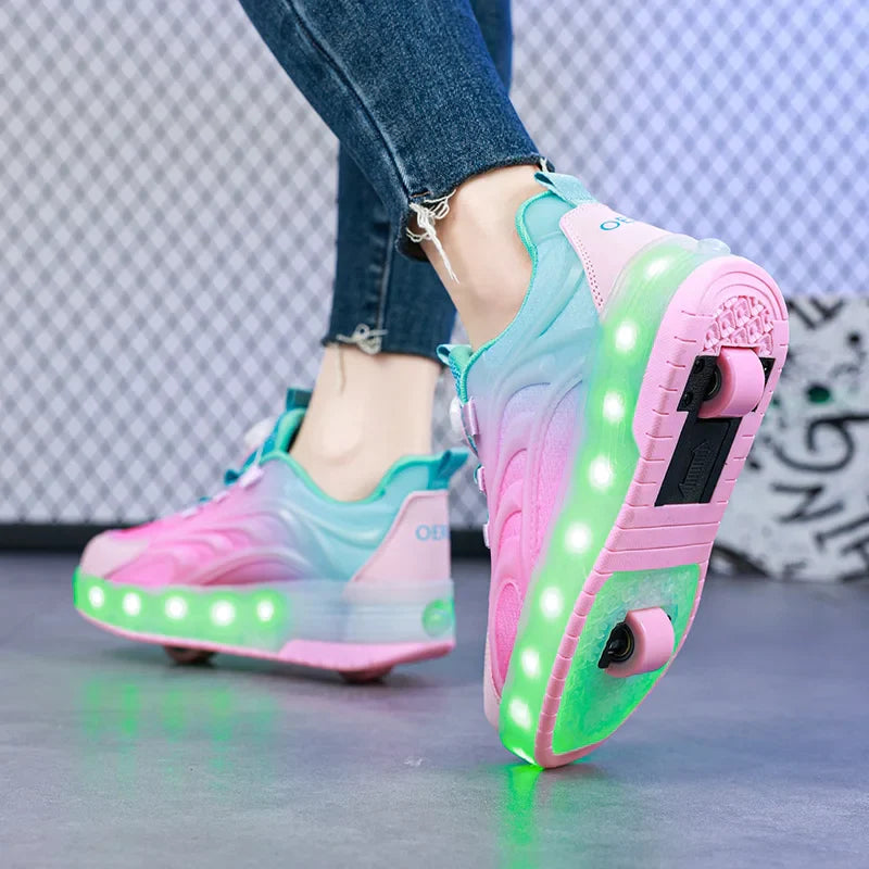 Light-Up Skate Shoes – LED e comode – Sneakers luminose con suola a rullo