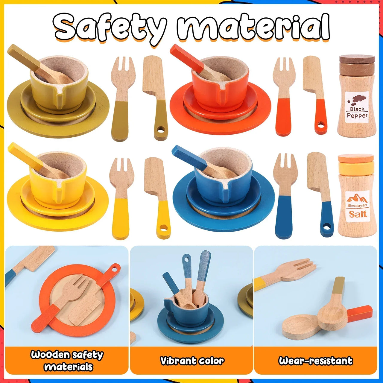 Woods™ - Creativo ed educativo - Set di giochi da cucina in legno per bambini