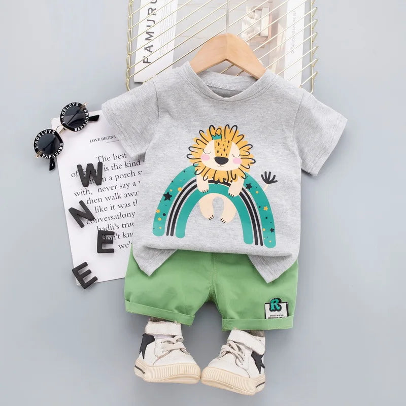 Mini Fashion™ - Abbigliamento stampa leone - Set estivo da bambino