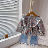 Thumbnail for Mini Fashion™ - Completo maglia a fiori e denim - Abbigliamento per bambini