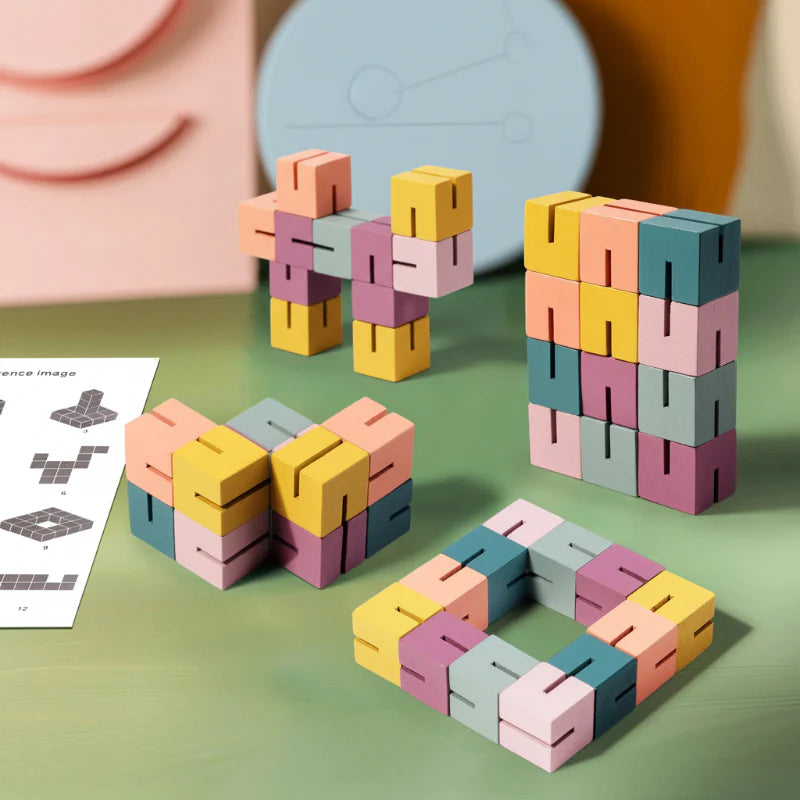 WoodCraft – Stimolante ed educativo – Puzzle con blocchi da costruzione in legno 3D