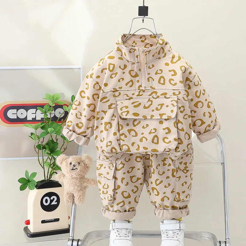 Mini Fashion™ - Stampa leopardata alla moda - Tuta in due pezzi per bambini