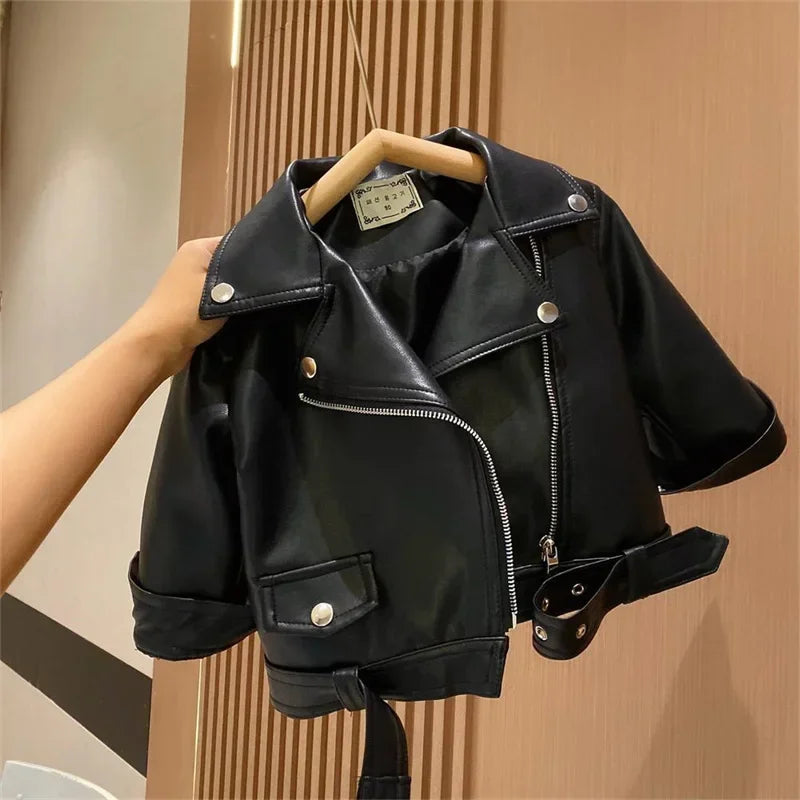 Girls Leather Jacket – Grintoso ed elegante – Giacca da bambino in pelle