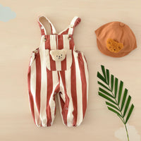 Thumbnail for Striped Overall Romper – Morbido e confortevole – Tuta per bambini