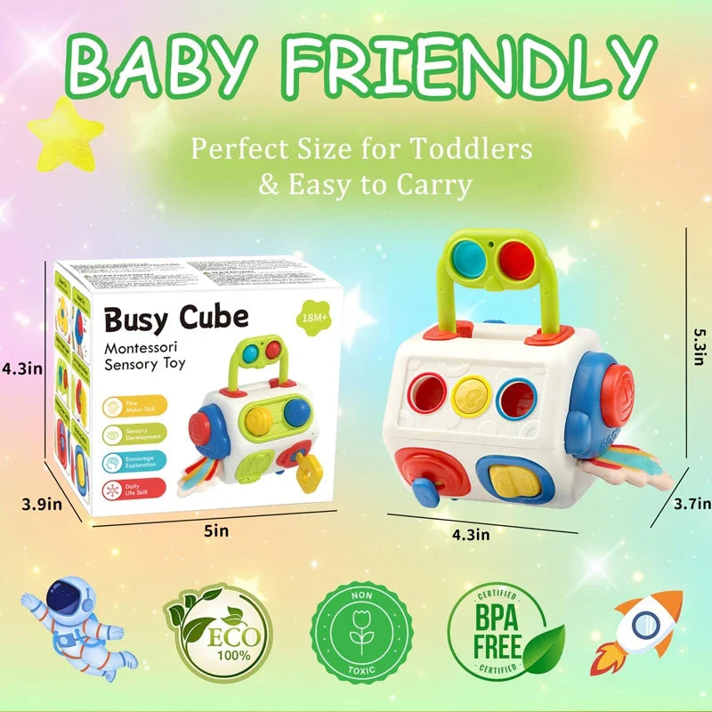 BusyCube – Intelligente e divertente – Cubo Montessori Fidget 10 in 1