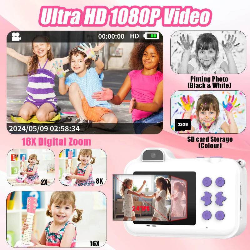 Instant Print Camera – Creativo e interattivo – Fotocamera istantanea per bambini