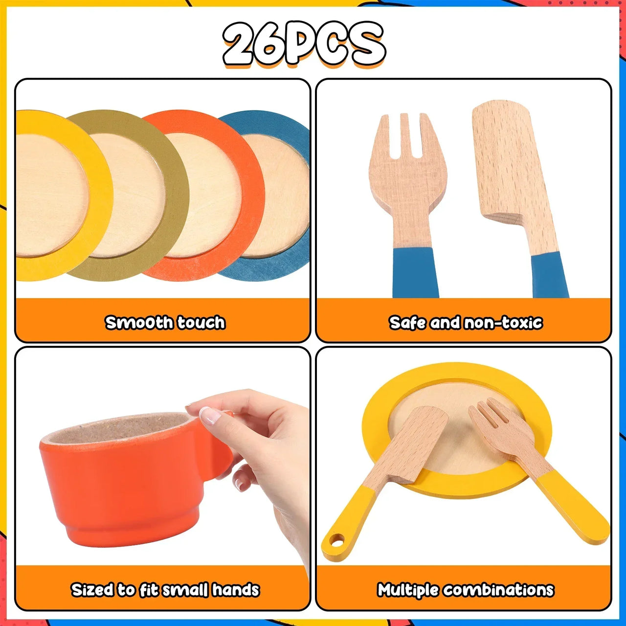 Woods™ - Creativo ed educativo - Set di giochi da cucina in legno per bambini